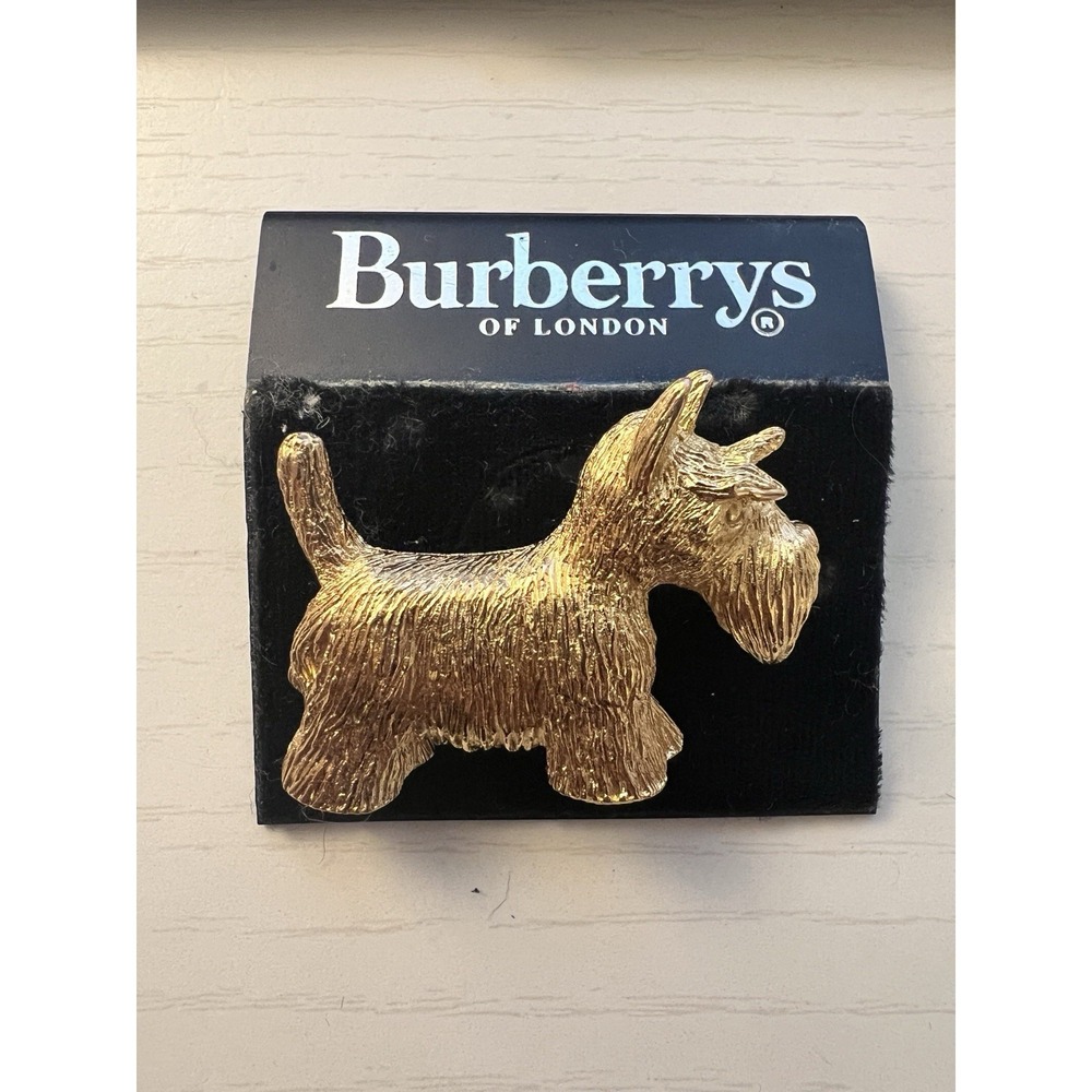 Vintage Burberry Of London Gold Scottie Dog Pin 1980's - Picture 1 of 5